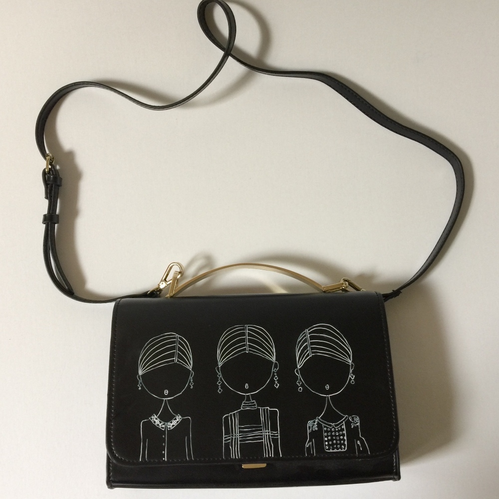 Zara Hand Drawn Bag, Black, NWOT
